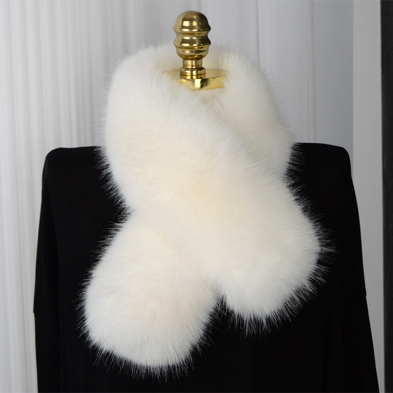 狐狸毛围巾女冬季双面简约时尚百搭仿皮草护颈獭兔毛领子毛绒围脖