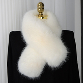 狐狸毛围巾女冬季 双面简约时尚 百搭仿皮草护颈獭兔毛领子毛绒围脖