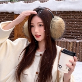 狐狸毛耳套女秋冬季 时尚 保暖简约仿皮草护耳朵包耳暖耳捂毛绒耳罩