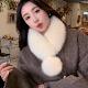 狐狸毛围巾女冬季 双面保暖简约气质百搭仿皮草兔毛领毛球毛绒围脖