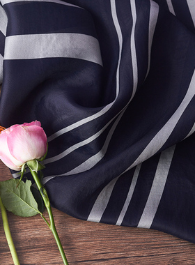 壹卷秀 夏季薄款真丝人丝色织条纹微透简约高级感服装布料00348