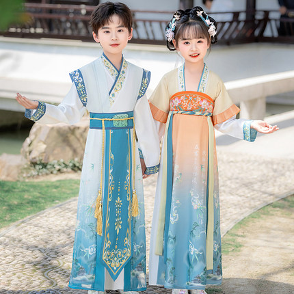 汉服男童新款古风帅气古装襦裙女孩唐装中小学生女童汉服儿童国风