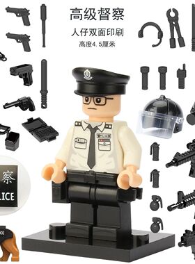 适用于乐高军事人仔香港警察冲锋车CTRU反恐特勤队拼插积木玩具