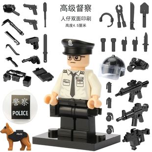 适用于乐高军事人仔香港警察冲锋车CTRU反恐特勤队拼插积木玩具