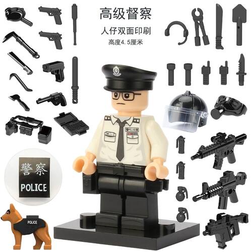 适用于乐高军事人仔香港警察冲锋车CTRU反恐特勤队拼插积木玩具