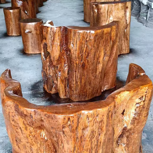 实木底座根雕木头支架树木墩子天然原木半圆树墩大板茶几树桩脚架