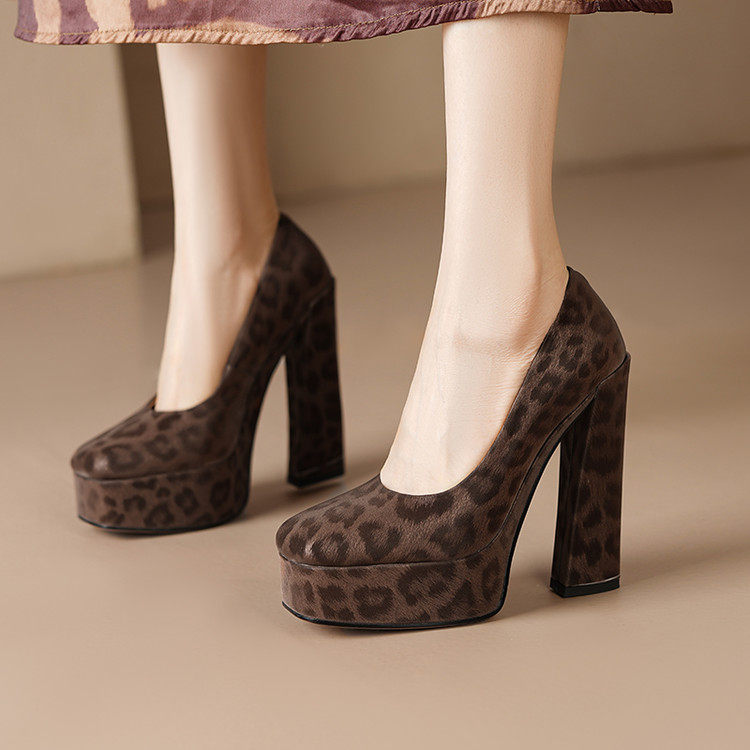 2026新款春秋御姐性感粗跟单鞋小个子不累脚防水台高跟鞋女