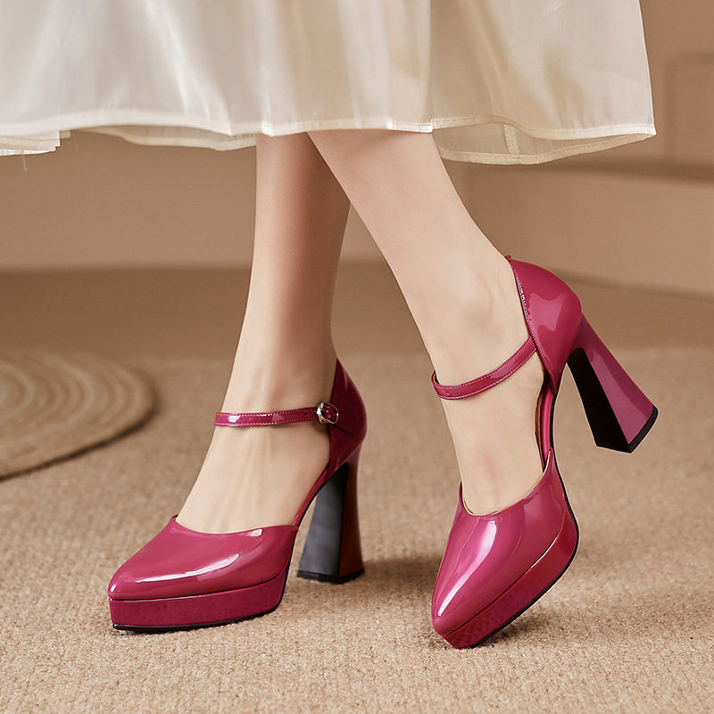 性感女神高跟鞋夏季新款鞋子尖头粗跟女鞋水台包头中空搭扣凉鞋女,女鞋,浅口单鞋,淘宝优惠券,粉丝福利购,淘宝优惠卷