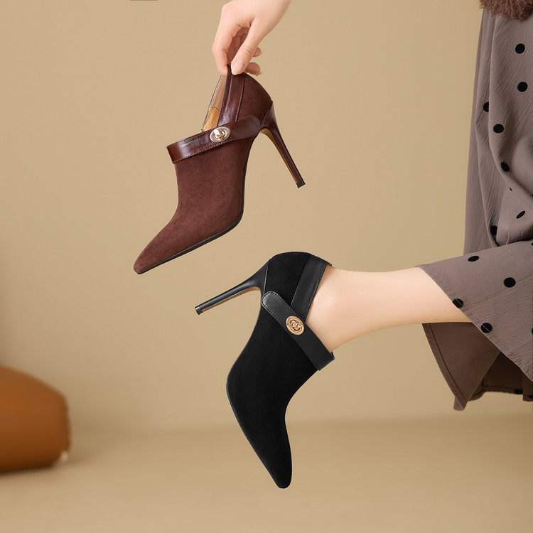 2026春秋新款细跟设计感小众裸靴性感尖头深口单鞋超高跟鞋女,女鞋,深口单鞋,淘宝优惠券,粉丝福利购,淘宝优惠卷