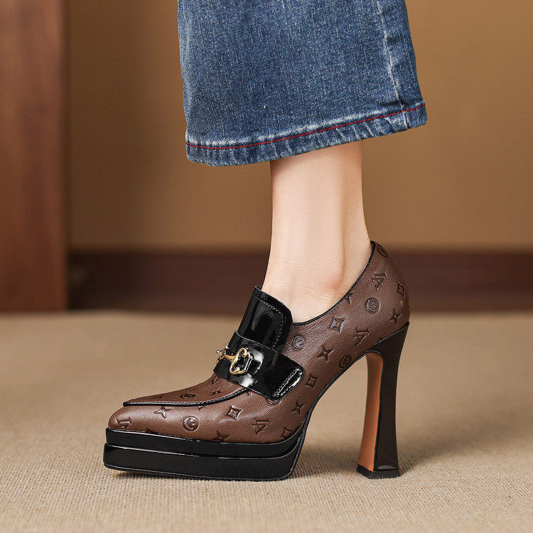 2026新款通勤拼色复古风深口单鞋女超高跟细跟尖头防水台气质女鞋,女鞋,深口单鞋,淘宝优惠券,粉丝福利购,淘宝优惠卷