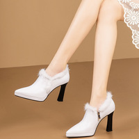 尖頭高跟鞋深口單鞋女2025春秋女鞋簡(jiǎn)約時(shí)尚窩窩皮鞋