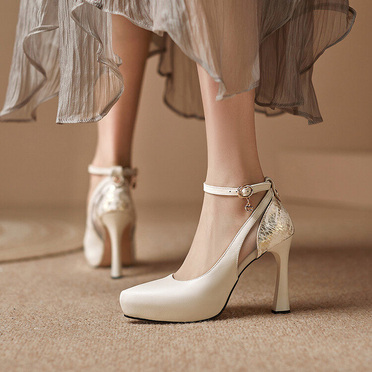 2026新款春夏尖头细跟单鞋女防水台粗跟不累脚工作鞋高跟鞋女