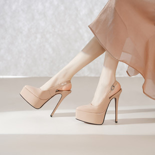 2025夏季新款配裙子恨天高高跟鞋细跟法式包头凉鞋女款