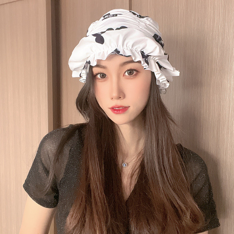 泳帽女布料花边长发不勒头时尚游泳帽女士成人泡温泉帽加大显脸小