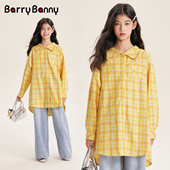儿童洋气时髦中长款 春季 纯棉衬衣 2026新款 BarryBanny女童格子衬衫