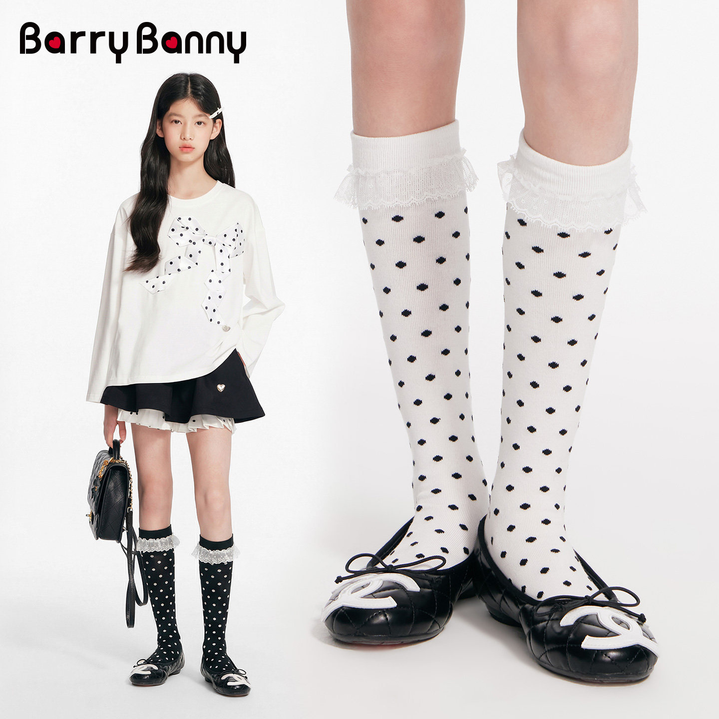 BarryBanny女童袜子波点中筒袜2026春季新款中大童显瘦百搭针织袜,童装/婴儿装/亲子装,儿童袜子(0-16岁),淘宝优惠券,粉丝福利购,淘宝优惠卷