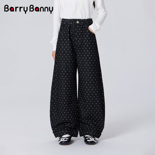 BarryBanny女童复古波点阔腿裤