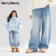 儿童休闲宽松保暖裤 新款 子 2026春季 BarryBanny女童加绒弯刀牛仔裤