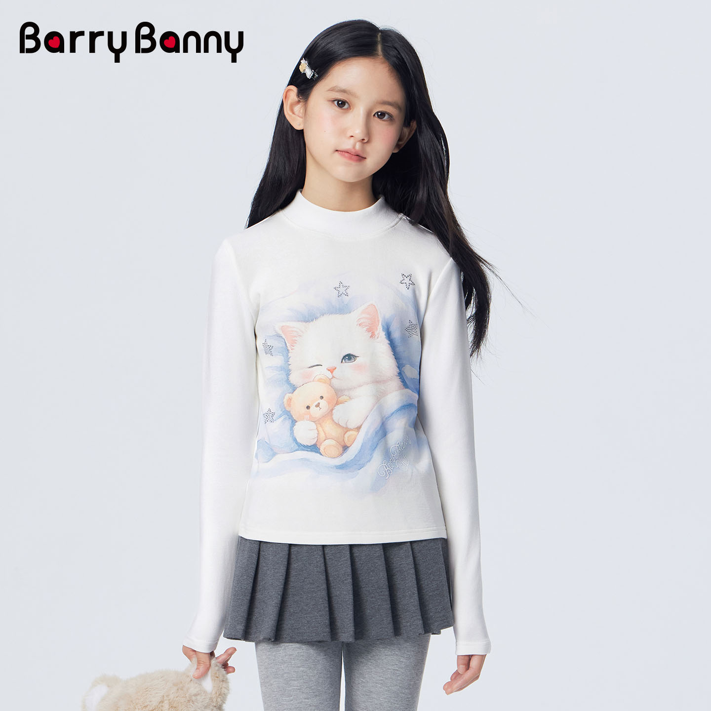 BarryBanny女童烫钻长袖T恤上衣图片