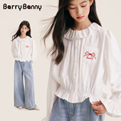 中大童洋气时髦儿童衬衣白色上衣 春季 BarryBanny女童衬衫 2026新款