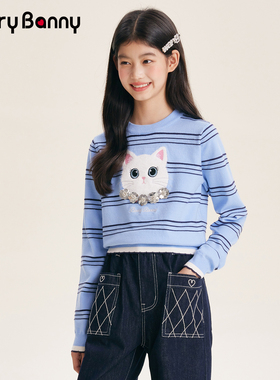 BarryBanny女童德绒毛衣2026新款春季儿童保暖上衣中大童针织衫女