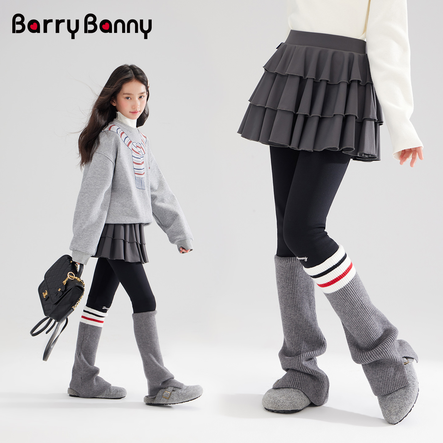 BarryBanny女童加绒保暖瑜伽裙裤
