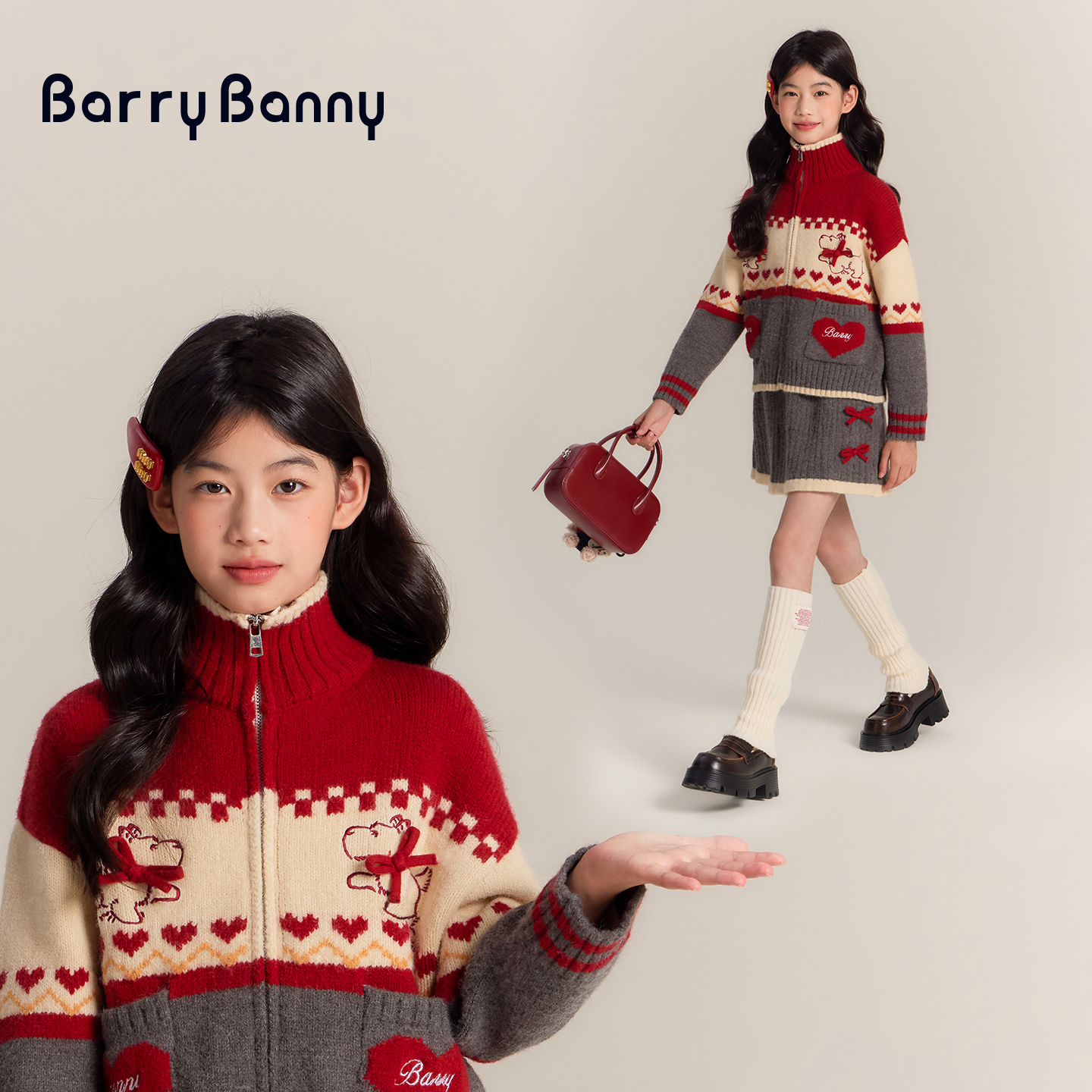 BarryBanny针织开衫高领毛衣套装