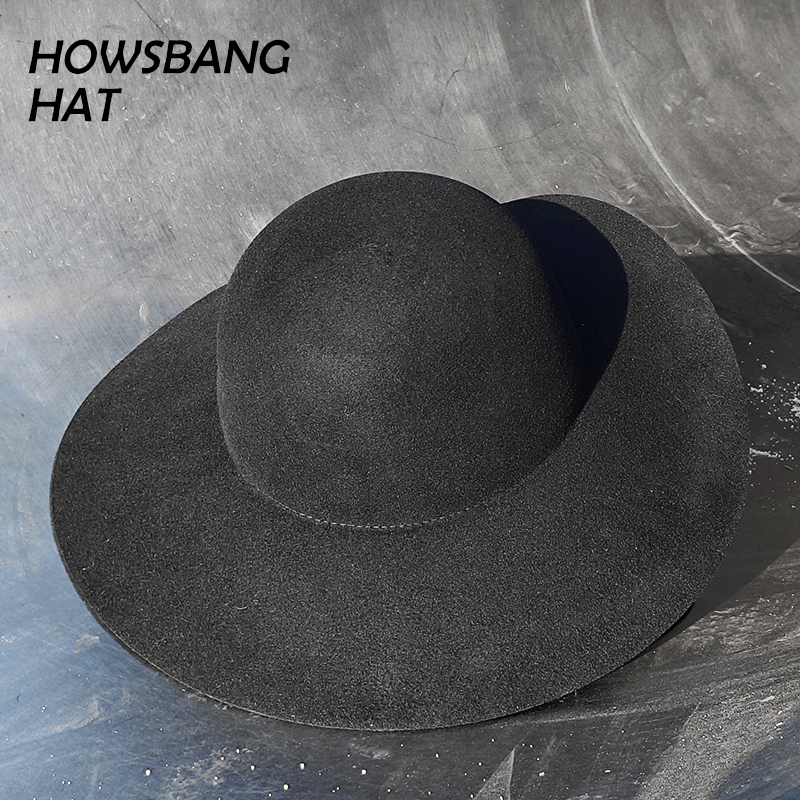 10cm大沿圆顶羊毛礼帽秋冬百搭