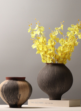 现代泼墨陶瓷花瓶客厅创意插干花摆件家居玄关艺术装饰品桌面摆设