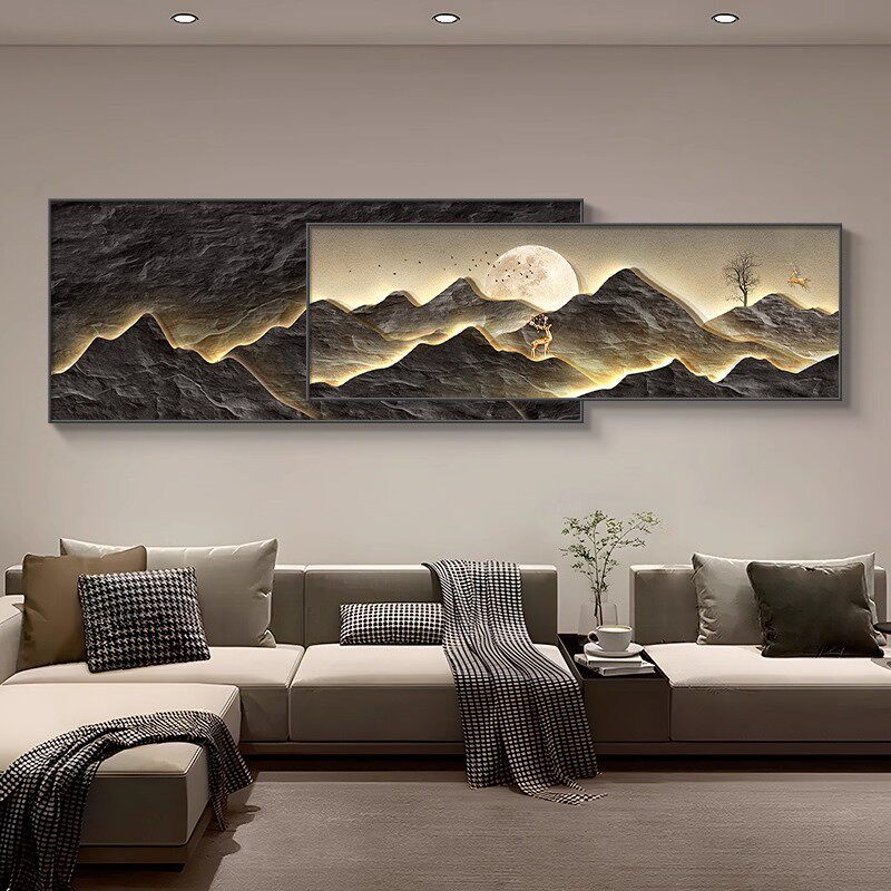 简约客厅挂画沙发背景墙装饰画客厅装饰画家居挂画山水画床头画