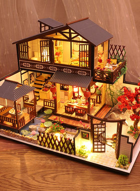 林栖谷居P002古风diy小屋手工拼装日式小木屋别墅生日礼物女生