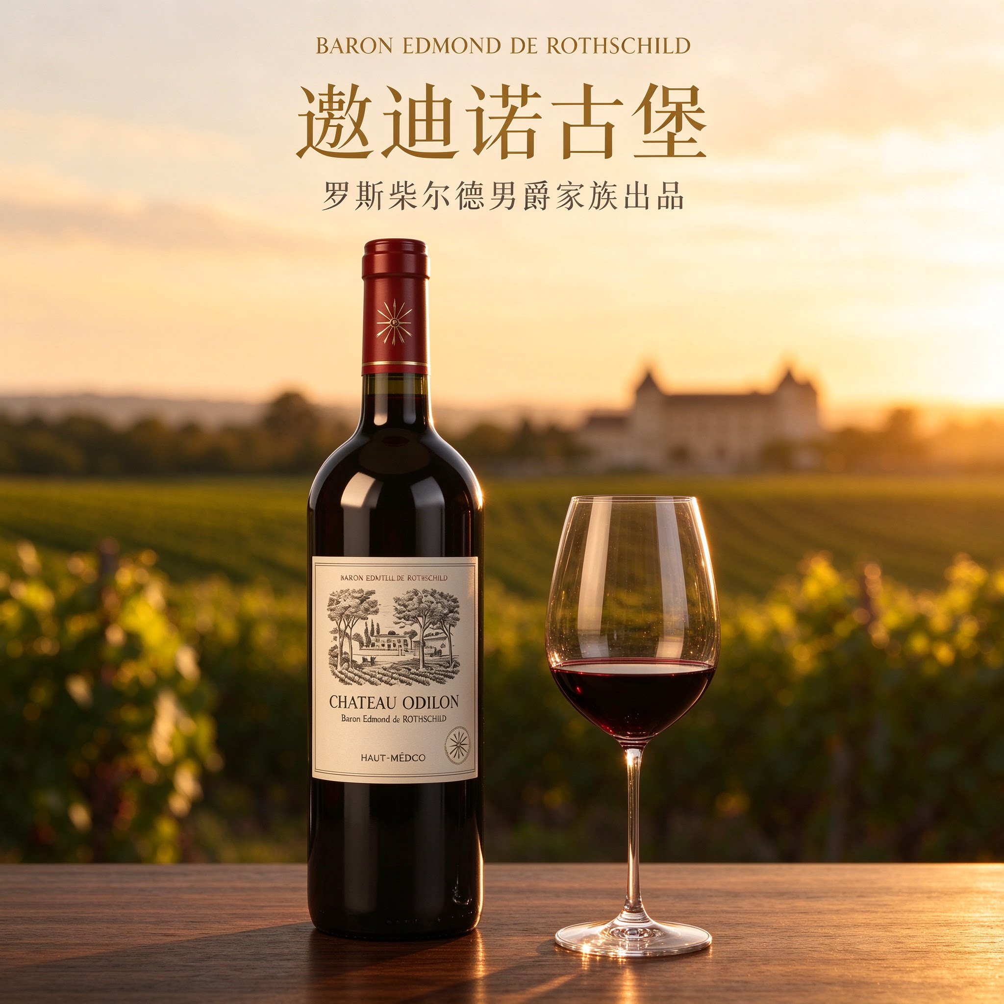 拉菲原瓶进口岩石古堡/傲迪诺古堡上梅多克干红葡萄酒Chateau Odi