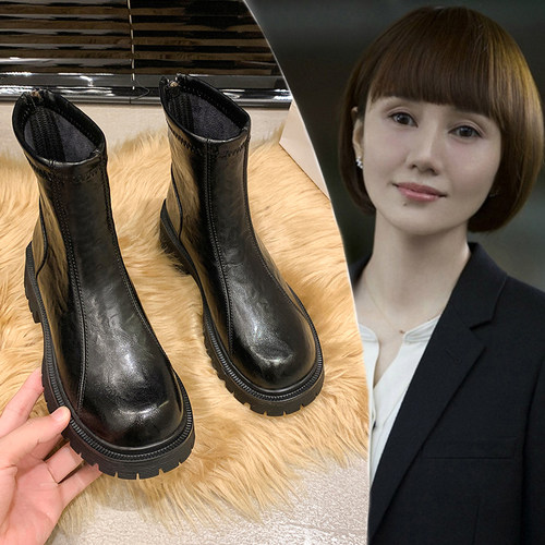 新款加绒厚底增高英伦马丁靴