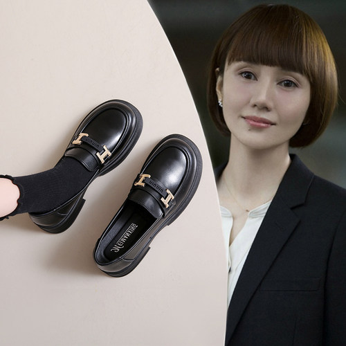 黑色单鞋2026新款豆豆鞋子