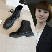2024新款 马丁靴女英伦风平底短靴ins网红瘦瘦靴黑色秋冬机车靴子