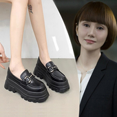 女小个子厚底单鞋 英伦风黑色小皮鞋 2026新款 增高乐福鞋 春秋jk女鞋