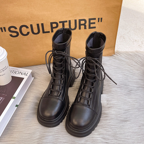 瘦瘦短靴鞋单靴超纤橡胶马丁靴