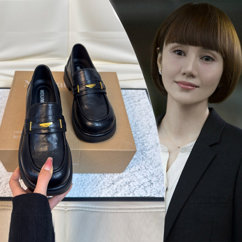 春秋工作鞋女英伦厚底小皮鞋一脚蹬圆头乐福鞋2026新款黑色单鞋子,女鞋,乐福鞋（豆豆鞋）,淘宝优惠券,粉丝福利购,淘宝优惠卷