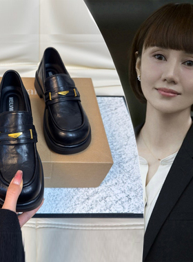 春秋工作鞋女英伦厚底小皮鞋一脚蹬圆头乐福鞋2026新款黑色单鞋子