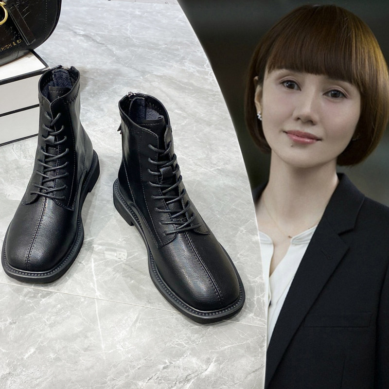 平底马丁靴女英伦风小短靴2025新款秋冬女靴子系带保暖瘦瘦靴子,女鞋,马丁靴,淘宝优惠券,粉丝福利购,淘宝优惠卷
