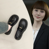 女一脚蹬黑色单鞋 英伦风平底小皮鞋 2025新款 圆头乐福鞋 春秋jk女鞋