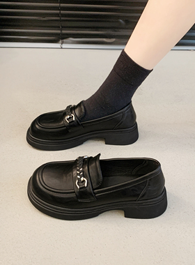 2026新款厚底乐福鞋女英伦风黑色小皮鞋jk工作鞋圆头上班春秋单鞋