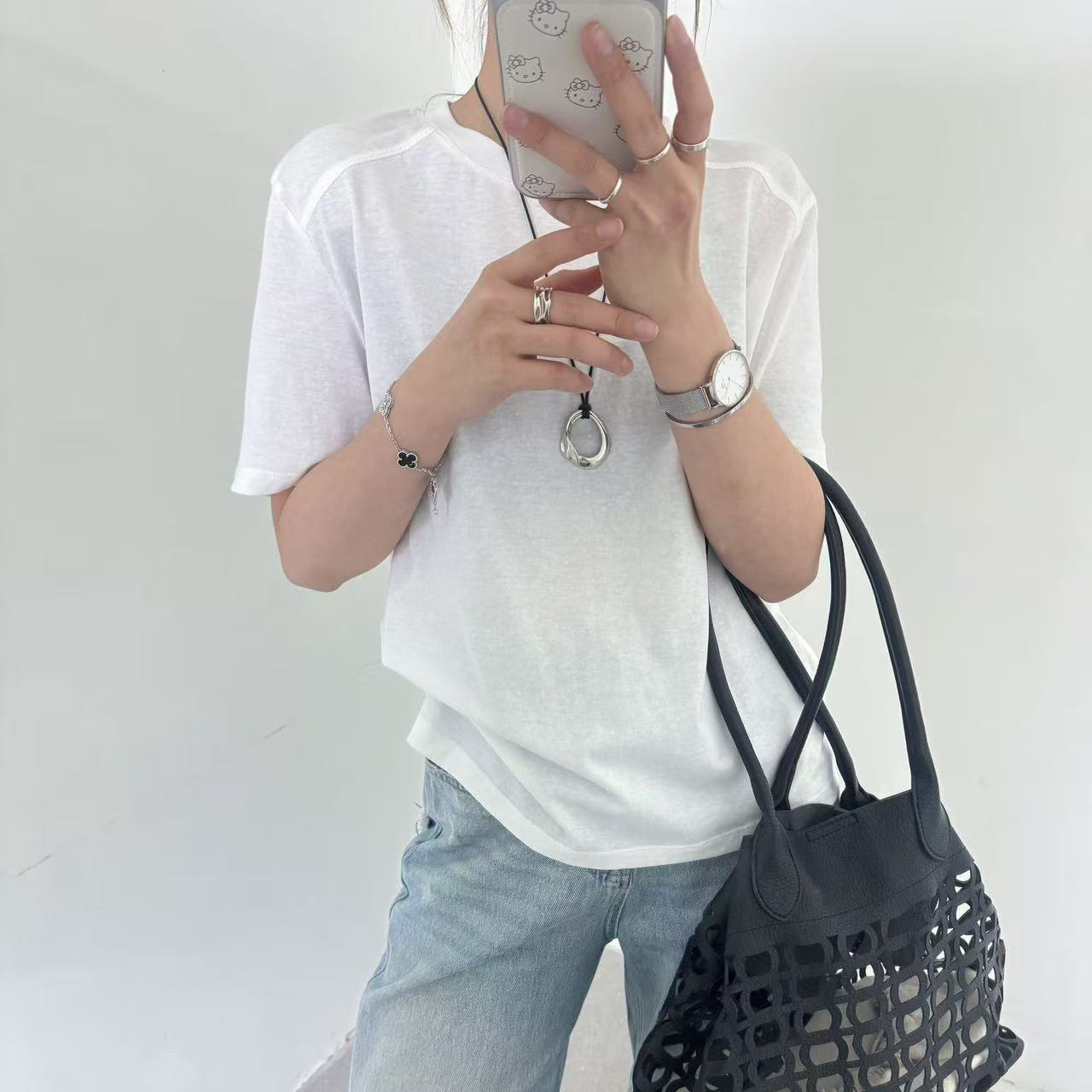 DW正品圆领纯色百搭短袖上衣春夏款韩版简约时尚T恤女8585