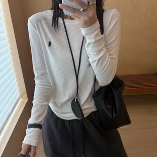 长袖 内搭外穿打底衫 8062 打底衫 DW2025秋冬加绒猫咪刺绣圆领长袖