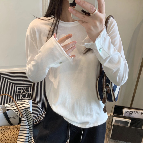 长袖打底衫女内搭秋季新款女装韩版时尚纯色百搭圆领上衣女潮8199