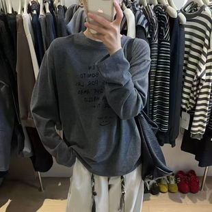 洋气百搭字母印花长袖 宽松显瘦时尚 T恤7975 新款 DW2025韩系秋冬季