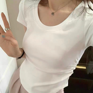 DW春夏季紧身洋气棉质t恤女新款显瘦小众显胸打底衫7188