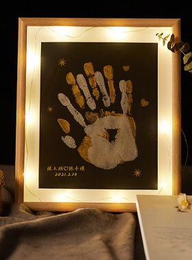 情侣手印手膜相框纪念品diy制作油画相框石膏自制礼物送男朋友