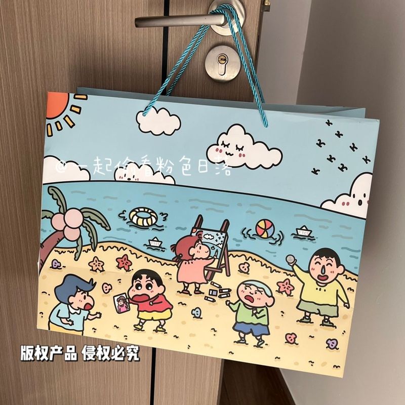 蜡笔小新礼物袋大号超大手提袋高级感生日礼物包装袋硬卡纸礼品袋