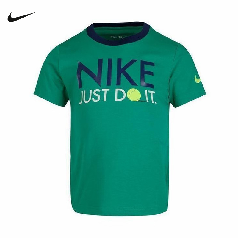 NIKE耐克幼童针织T恤夏新款男童休闲运动柔软短袖上衣IO2478-324
